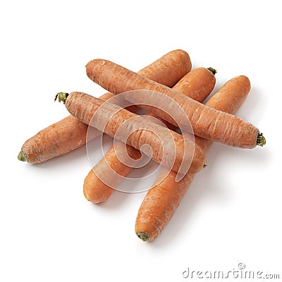 Fresh raw sweet winter carrots close up on white background Stock Photo