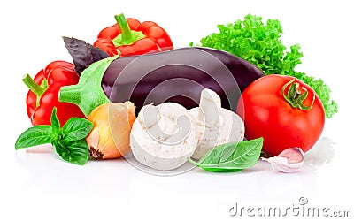 Fresh raw vegetables isolated on white background Stock Photo