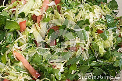 Fresh raw vegetables salad with olive oil close-up Stock Photo
