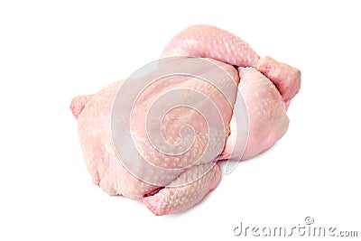 Fresh raw whole chicken on white background Stock Photo