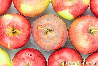 Fresh red apples closeup Stock Photo