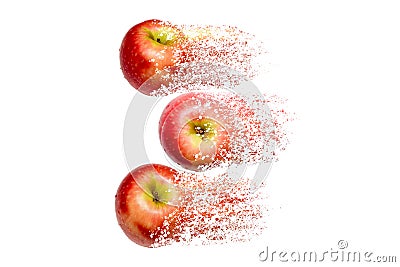 Fresh red apples disintegrate to white for concept of food waste and recycle metaphor Stock Photo