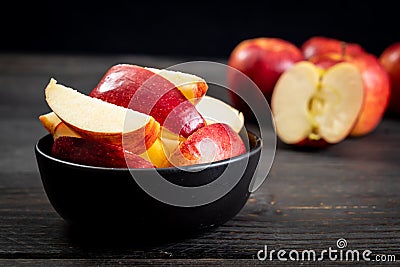 fresh red apples sliced bowl Stock Photo