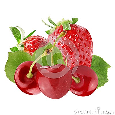 Fresh red berries isolated on white background Stock Photo