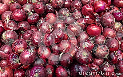 Fresh red bulbs onion background Stock Photo