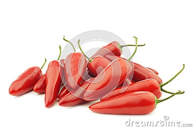 Fresh red jalapeno peppers `Capsicum` Stock Photo