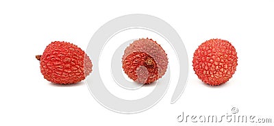 Fresh red litchee isolated close up on white Stock Photo