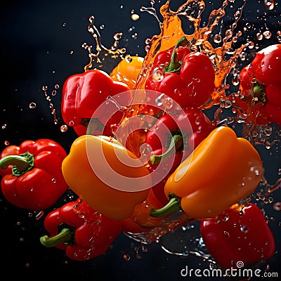 Fresh red and orange paprika art photography Stock Photo