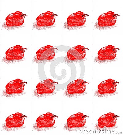 Red peper on a white background Cartoon Illustration