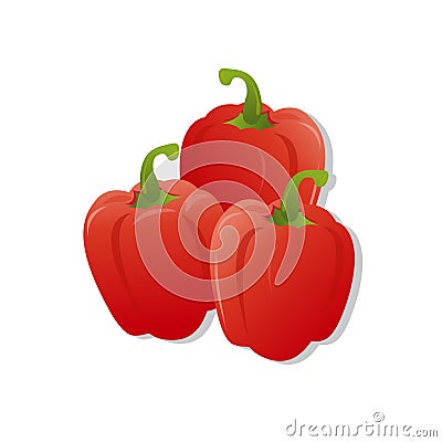 Fresh red peppers, vector illustration, isolated on white background Vector Illustration