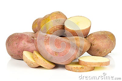 Fresh red potato francelina isolated on white Stock Photo