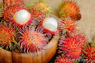 Fresh red rambutan fruit Stock Photo