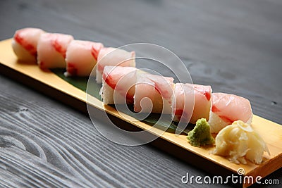 Fresh red snapper pressed sushi Stock Photo