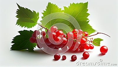 Fresh Redcurrant Berry Fruit on White Background AI Generative Stock Photo