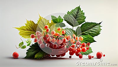 Fresh Redcurrant Berry Fruit on White Background AI Generative Stock Photo