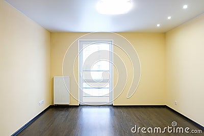 Fresh renovated room with wooden oak floor Stock Photo