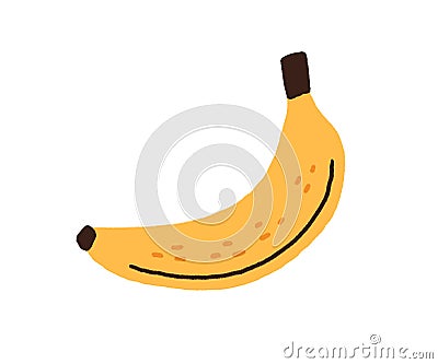 Fresh ripe banana in peel. Sweet tropical food icon. Natural exotic banan in yellow skin in doodle style. Raw vitamin Vector Illustration