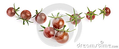 Fresh ripe black cherries tomato with green peduncle Stock Photo