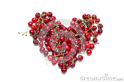 Fresh ripe cherry in shape of heart Stock Photo