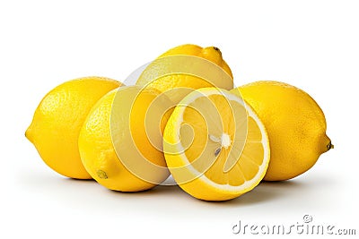 Fresh ripe lemons isolated on white background Stock Photo