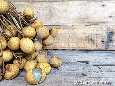 Fresh ripe longan and peel show the white meat. Stock Photo