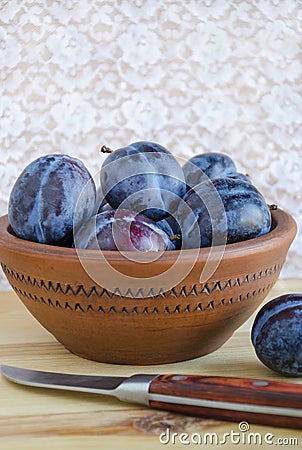 Fresh ripe plums Stock Photo