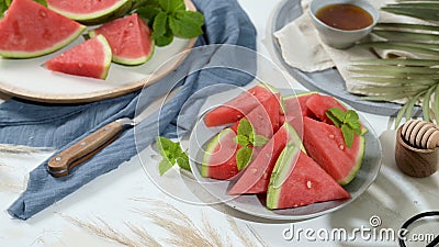 Fresh ripe sliced watermelon Stock Photo