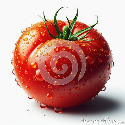 A fresh ripe tomato isolated against white Stock Photo