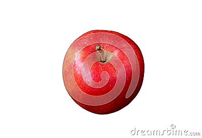 Fresh ripe vibrant red apple isolated on white backdrop Stock Photo