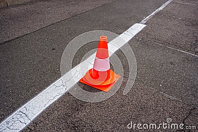 fresh road marking asphalt Stock Photo