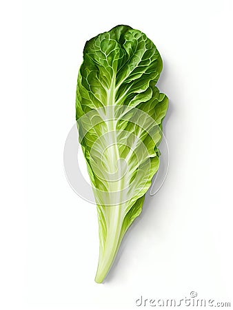 Fresh Romaine Lettuce ean Leafy Vegetable Isolated on White Stock Photo