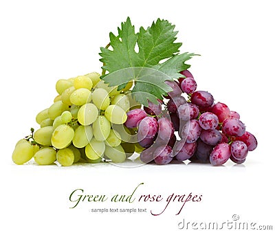 Fresh rose and green grapes Stock Photo