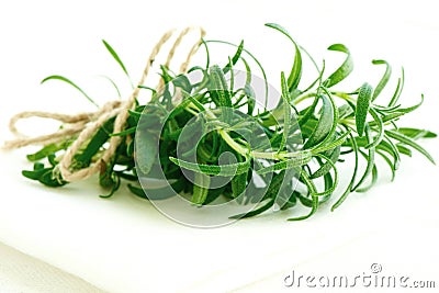 Fresh rosemary tied with rope Stock Photo