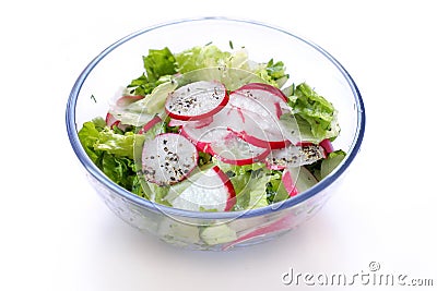 Fresh radish and lettuce salad Stock Photo