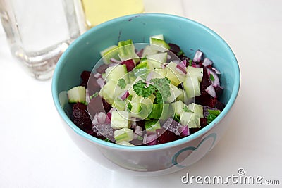 Salad of beet roots with cucumber Stock Photo