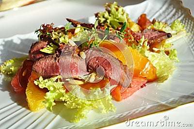 Fresh salad with duck breast Stock Photo