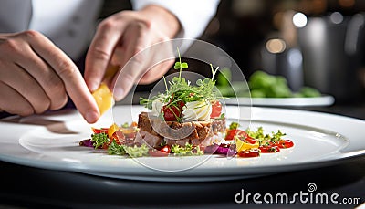 Fresh salad, gourmet meal, healthy eating, cooked fish generated by AI Stock Photo