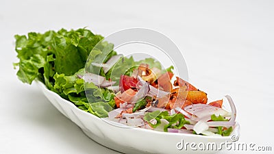 Fresh Salad with Onion and Tomatoes Stock Photo