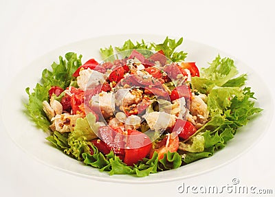 fresh salad with tomato salad and meat Stock Photo