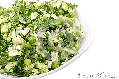 Fresh salad from vegetables and greens Stock Photo