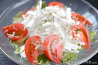 Fresh salad with whitebait simply scalded Stock Photo