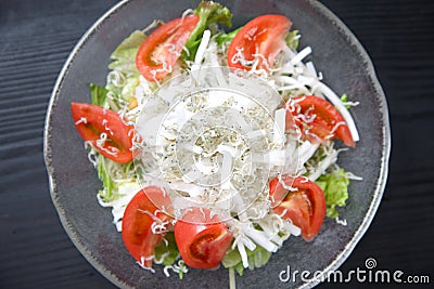 Fresh salad with whitebait simply scalded Stock Photo