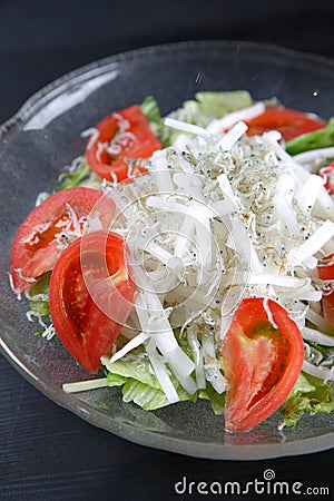 Fresh salad with whitebait simply scalded Stock Photo