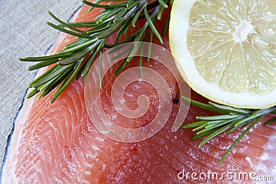 Fresh salmon and lemon Stock Photo