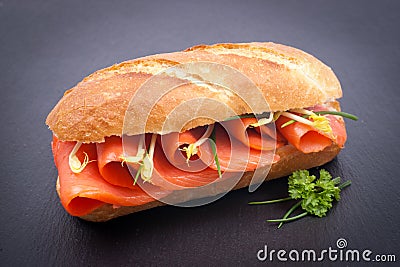 Fresh salmon sandwich Stock Photo