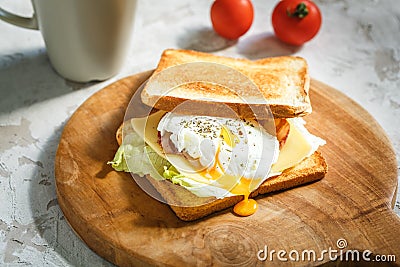 Fresh sandwich with poached Stock Photo