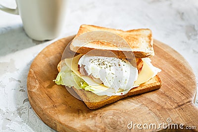 Fresh sandwich with poached Stock Photo