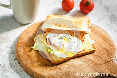 Fresh sandwich with poached Stock Photo