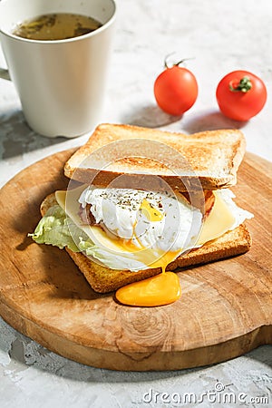 Fresh sandwich with poached Stock Photo