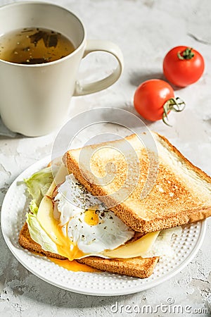 Fresh sandwich with poached Stock Photo